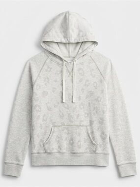 Old Navy Women’s Small Light Grey Leopard Print Pullover Hoodie